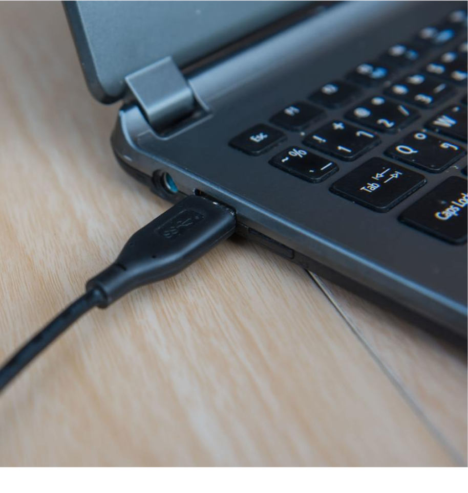 USB Cable plugged in laptop